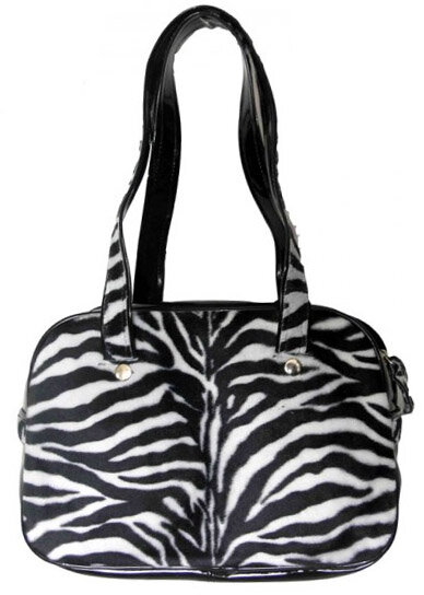 BOLSO BOWLING RECTANGULAR CEBRA BLANCA